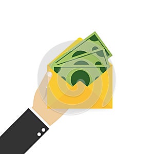 Stop corruption. Businessman refusing the offered bribe. Vector illustration